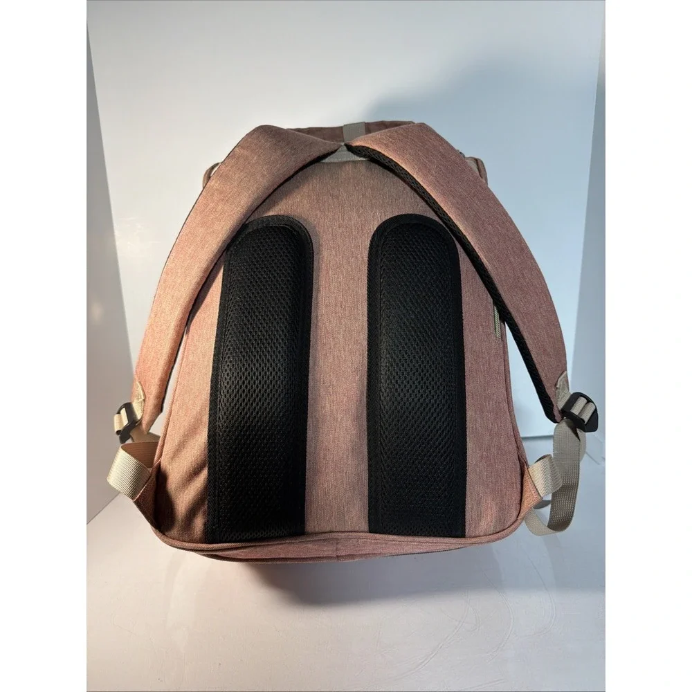 Land Large Gray Pink Diaper Backpack with Changing Pad and Adjustable Strap